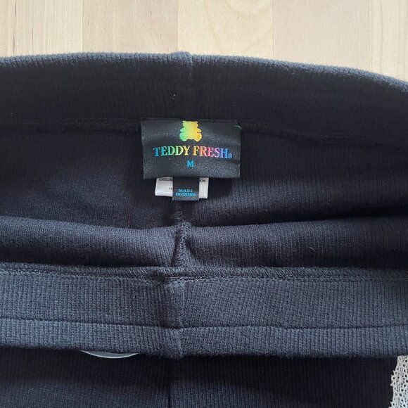 Teddy Fresh Women's Black Ribbed Bike Shorts with Ribbon size Medium NWOT NEW - Picture 3 of 7